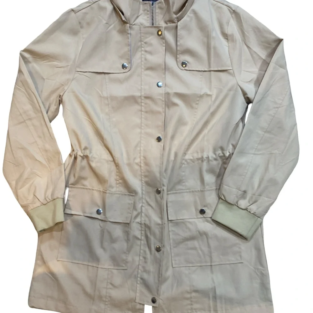 Women’s Blogger Love Long Lightweight Jacket Tan Utility Raincoat‎ Style Medium - Picture 7 of 10